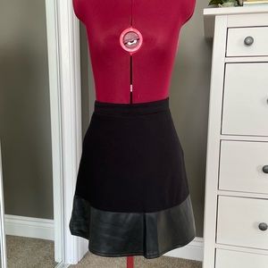 Ann Taylor Leather Trimmed A-Line Skirt